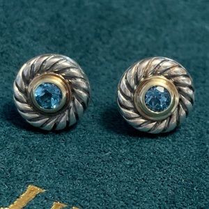 David Yurman Classic Cable Blue Topaz Earrings